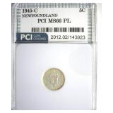 1945-C 5 Cents PCI MS66 PL Newfoundland