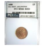 1890 Farthing PCI MS65 RD Great Britain Arlington