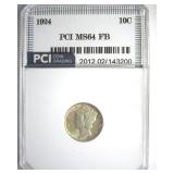 1924 Dime MS64 FB LISTS $325
