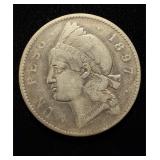 1897-A Dominican Republic 1 Peso XF Rare