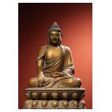 MING DYNASTY WOOD CARVED GILDED BUDDHA
