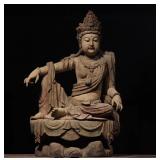 SONG DYNASTY WOOD CARVED AND PAINTED BODHISATTVA