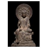 GREAT WEI BLUESTONE GILDED BUDDHA
