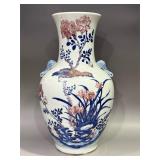 QING DYNASTY BLUE AND WHITE UNDERGLAZE RED...