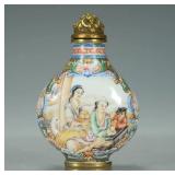 QING DYNASTY COPPER-BODIED PAINTED ENAMEL SNUFF...