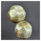 HETIAN JADE INLAID GOLD DICE