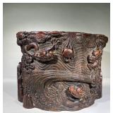 AGARWOOD PEN HOLDER FROM THE QING DYNASTY