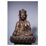 BRONZE LACQUERED GOLD BODHISATTVA