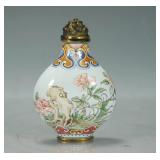QING DYNASTY COPPER-BODIED PAINTED ENAMEL SNUFF...
