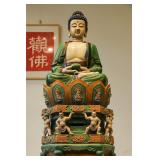 MING DYNASTY GLAZED THREE-COLOR BUDDHA