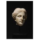 ANCIENT GREEK WHITE MARBLE BUDDHA HEAD