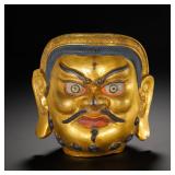 GILDED BRONZE GUARDIAN HEAD OF THE QING DYNASTY