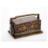 QING DYNASTY BLACK LACQUER GILDED INLAID...