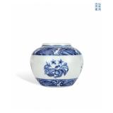 BLUE AND WHITE THREE-FRUIT PATTERNED JARS FROM...