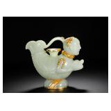 QING DYNASTY HETIAN GREEN AND WHITE JADE...