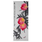 A FINE VERTICAL SCROLL OF QI BAISHI'S LONGEVITY...