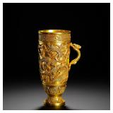 TANG SILVER GILT WITH TURQUOISE DRAGON PATTERN...