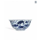 MING XUANDE BLUE AND WHITE FISH AND ALGAE...