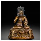A BRONZE STATUE OF MILAREPA FROM THE QING DYNASTY