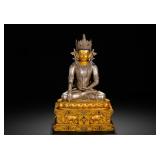 QING DYNASTY SILVER BODY GILDED BASE MOTIONLESS...