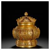 QING DYNASTY GILDED BRONZE WITH AN IMITATION...