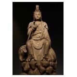 A WOODCARVING OF BODHISATTVA SAMANTABHADRA FROM...