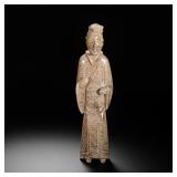 HAN DYNASTY MANQIN WHITE JADE STANDING SCHOLAR...