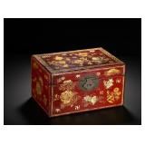 QING DYNASTY QIANLONG RED LACQUER GILDED...