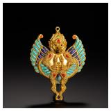 QING DYNASTY GILDED BRONZE GARUDA PENDANT
