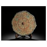 TANG DYNASTY DIAMOND-SHAPED BRONZE MIRROR WITH...