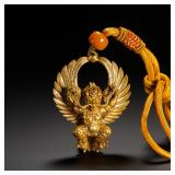 QING DYNASTY GILDED BRONZE PENDANT OF THE GREAT...