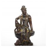 QING DYNASTY PURPLE SANDALWOOD INLAID WITH GOLD...