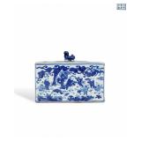 MING WANLI BLUE AND WHITE BABY PLAY PATTERN LID...