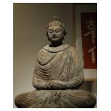 A WOODEN STATUE OF SAKYAMUNI BUDDHA FROM THE...
