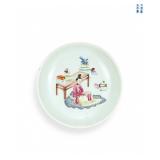 QING YONGZHENG PASTEL PLATE WITH FIGURE PATTERNS