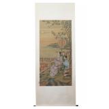 A VERTICAL SCROLL OF FIGURES AND LANDSCAPES ON...