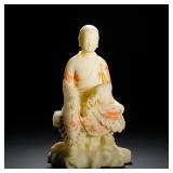 A SEATED STATUE OF THE BODHISATTVA JIN DI ZANG...