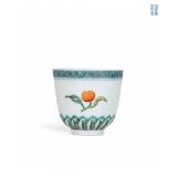 QING YONGZHENG DOUCAI LONGEVITY PEACH CUP