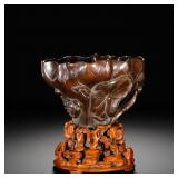 QING DYNASTY PURPLE SANDALWOOD LOTUS...
