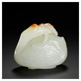 QING DYNASTY HETIAN JADE RED-SKINNED...