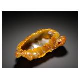 QING DYNASTY YELLOW AGATE DELICATELY CARVED...