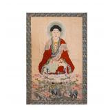 QING DYNASTY KESI SAKYAMUNI SEATED THANGKA...