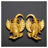 A PAIR OF GILDED BRONZE GARUDA EARRINGS FROM...