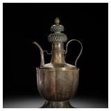QING DYNASTY GILDED SILVER WINE POT
