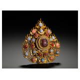QING DYNASTY GILDED COPPER FLAME-PATTERNED...