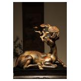 QING DYNASTY GILDED COPPER DEER AROMATHERAPY