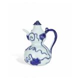 MING YONGLE BLUE AND WHITE FLOWER-PATTERNED...