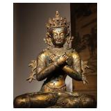A TIBETAN VAJRA MASTER STATUE OF THE MING DYNASTY