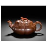 ZHU NI PUMPKIN VINE PURPLE CLAY TEAPOT