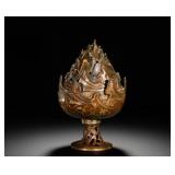 HAN DYNASTY BRONZE INLAID GOLD BOSHAN INCENSE...
